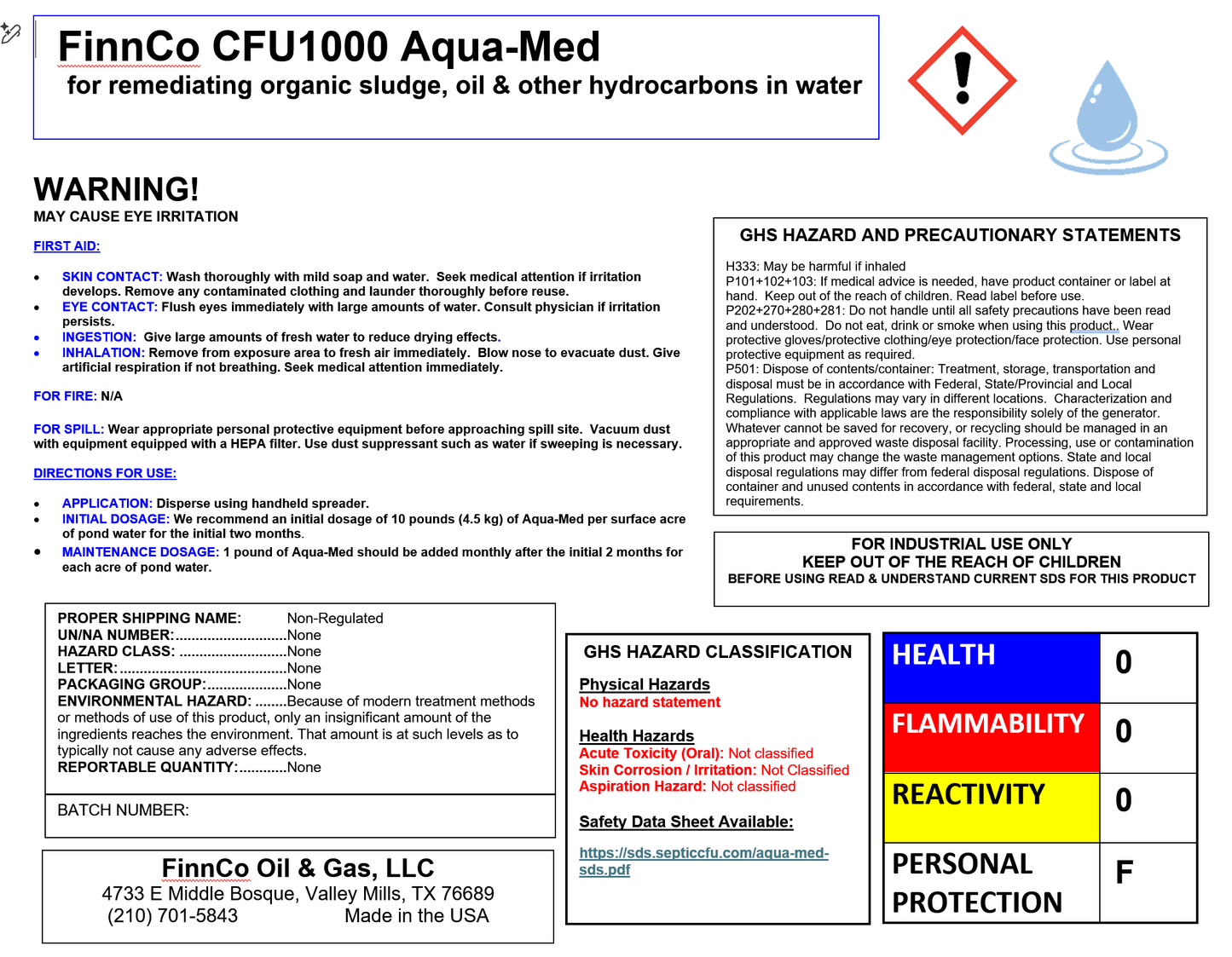 FinnCo CFU1000 Aqua-Med