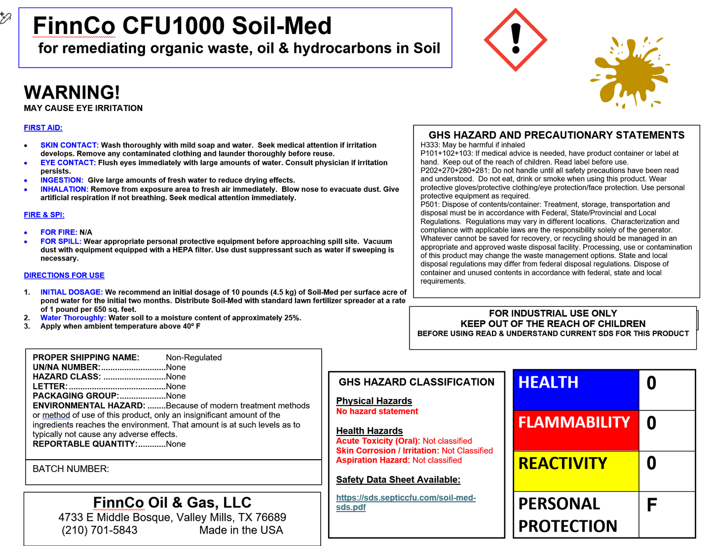 FinnCo CFU1000 Soil-Med
